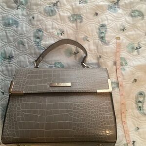 Dune London Gray Croc-Embossed Satchel